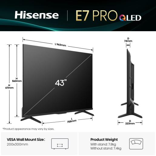 Hisense 43E7Q PRO konektivita